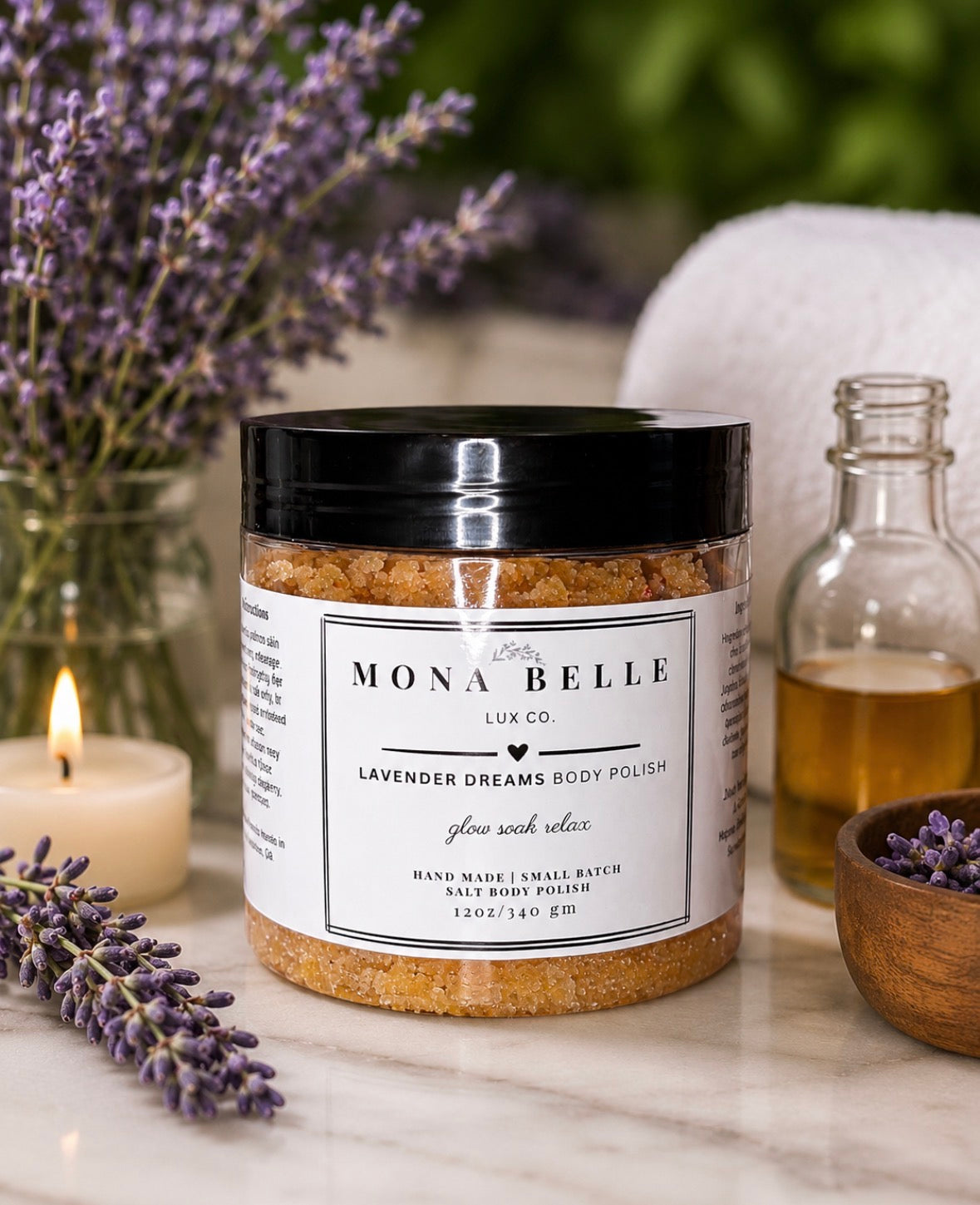 Mona Belle Lux Body Polish Lavender Dreams- 12 oz.